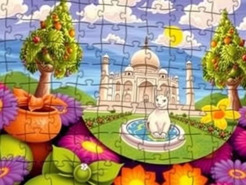 Indian child solving personalized photo jigsaw puzzle