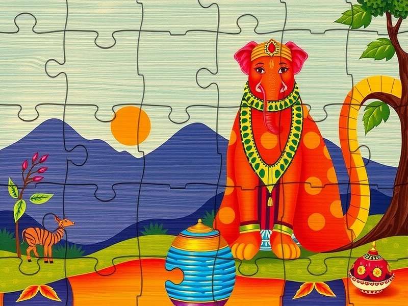 Hand placing a piece into a premium wooden jigsaw puzzle