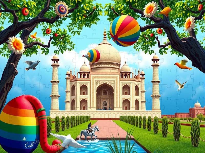 500 piece jigsaw puzzle example showing colorful landscape