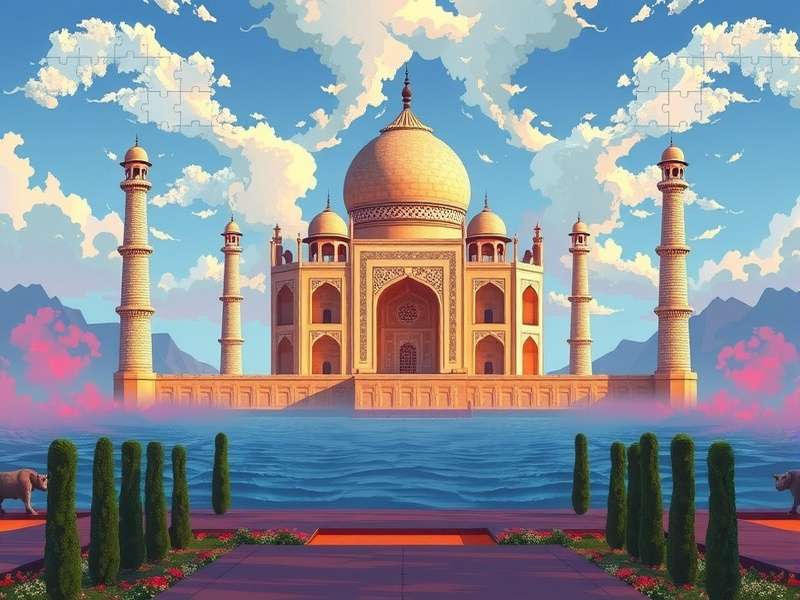 Colorful online jigsaw puzzle on a tablet