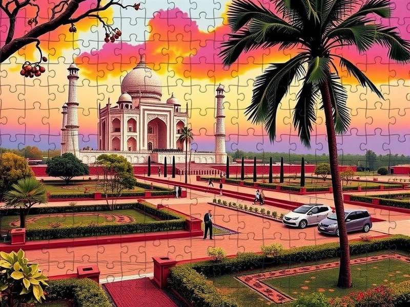 Custom photo jigsaw puzzle being assembled