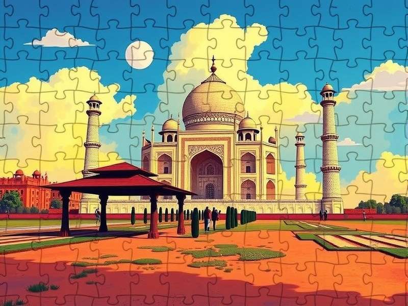 Google Jigsaw Puzzle example showing a beautiful landscape puzzle