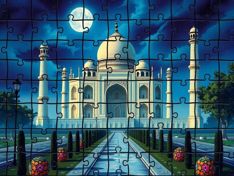 A person playing an online jigsaw puzzle on a tablet