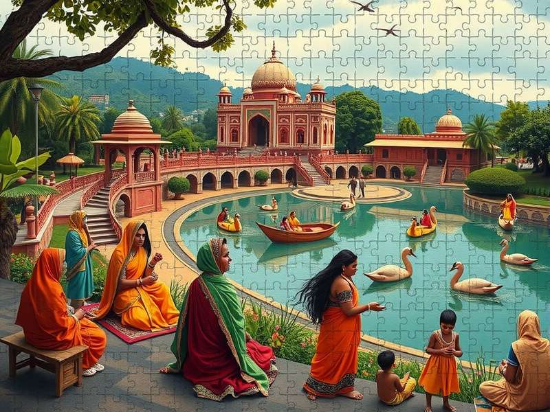 A well-organized puzzle workspace showing sorted pieces and tools