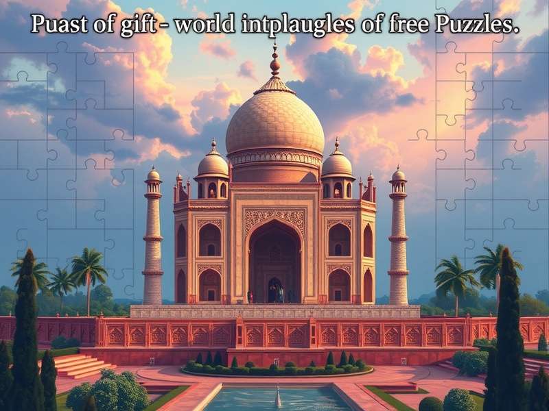 iPad screen showing a beautiful landscape jigsaw puzzle in progress