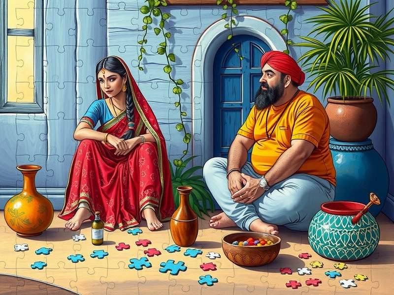 Adult solving a jigsaw puzzle in India