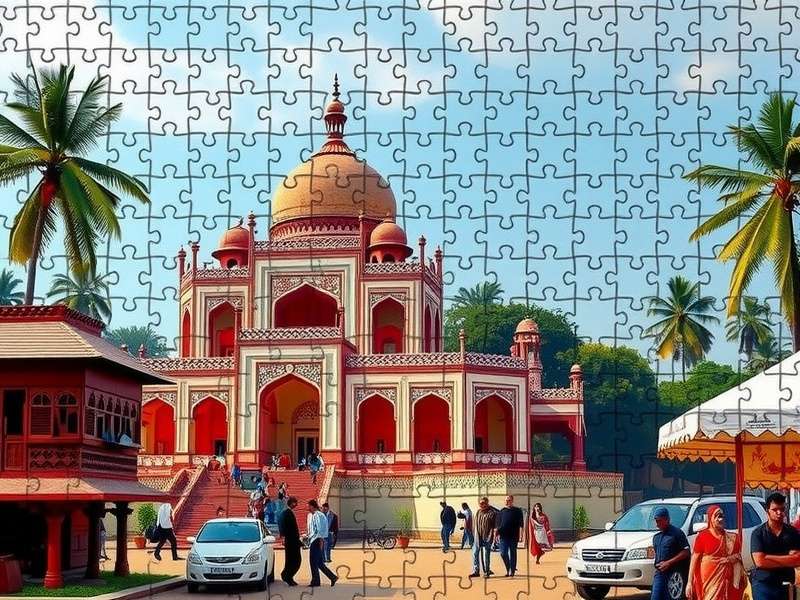 A person assembling a custom jigsaw puzzle made from a family photo