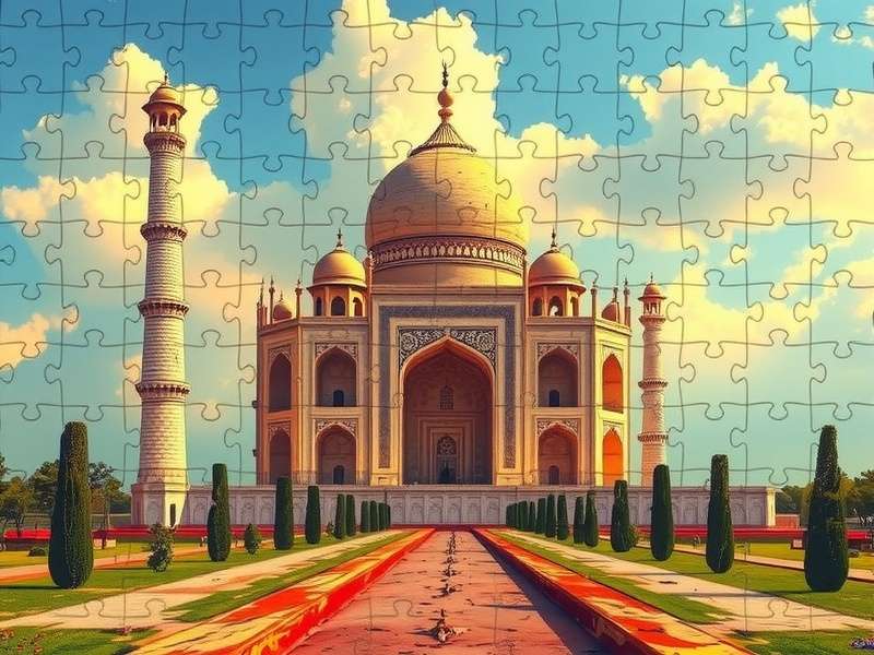 Screenshot of Jigsaw Puzzle Epic game on PC showing a beautiful landscape puzzle in progress