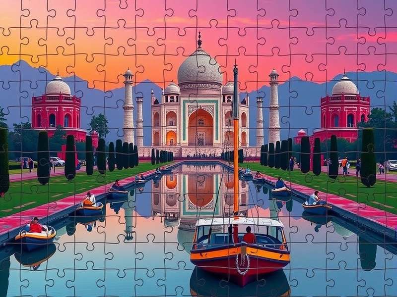 Family creating custom photo puzzle together in Indian home setting