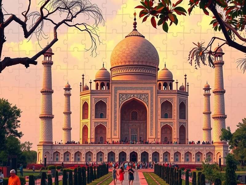 A beginner working on a colorful jigsaw puzzle on a wooden table