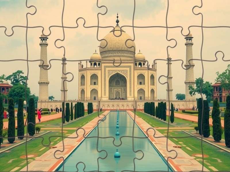 Woman creating a custom photo jigsaw puzzle on her laptop