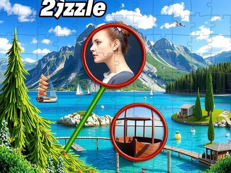 A colorful jigsaw puzzle spread out on a table