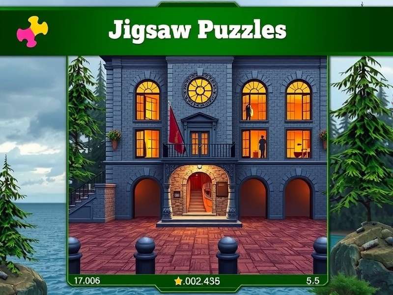 A vibrant digital jigsaw puzzle in progress showing colorful pieces being assembled