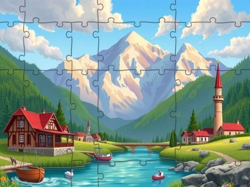 Colorful jigsaw puzzle pieces arranged in pattern