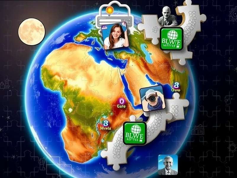 Colorful jigsaw puzzle pieces forming a planet shape