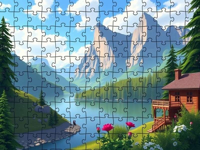 Colorful collection of jigsaw puzzle pieces forming beautiful patterns