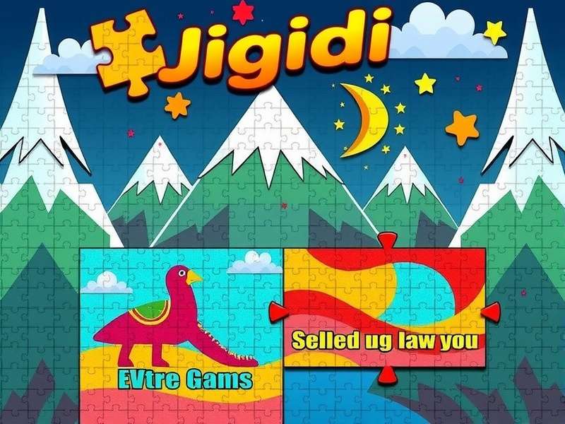 Colorful jigsaw puzzle pieces forming a beautiful landscape