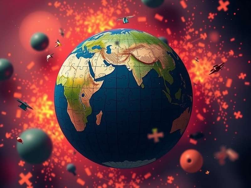 Colorful jigsaw puzzles spread on a table