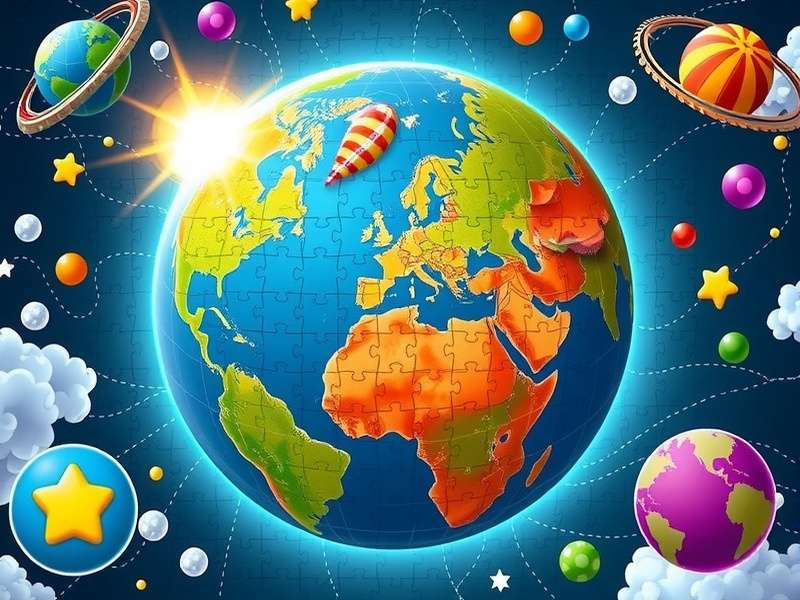 Collage of various planet and galaxy jigsaw puzzles from the website