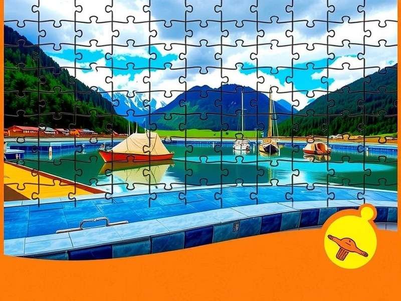 Colorful jigsaw puzzles spread on a table