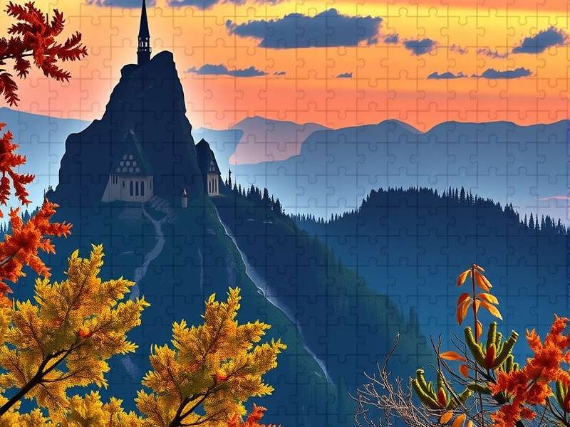 A computer screen displaying a jigsaw puzzle created from a personal photo, with puzzle pieces scattered around